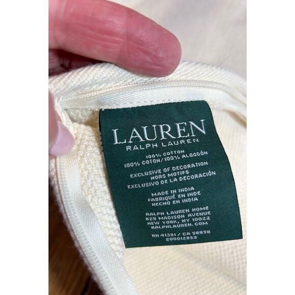 Lauren Ralph Lauren Home Monogram Ivory Cotton Pillow Cover 26” x 26” NWOT - Picture 3 of 5